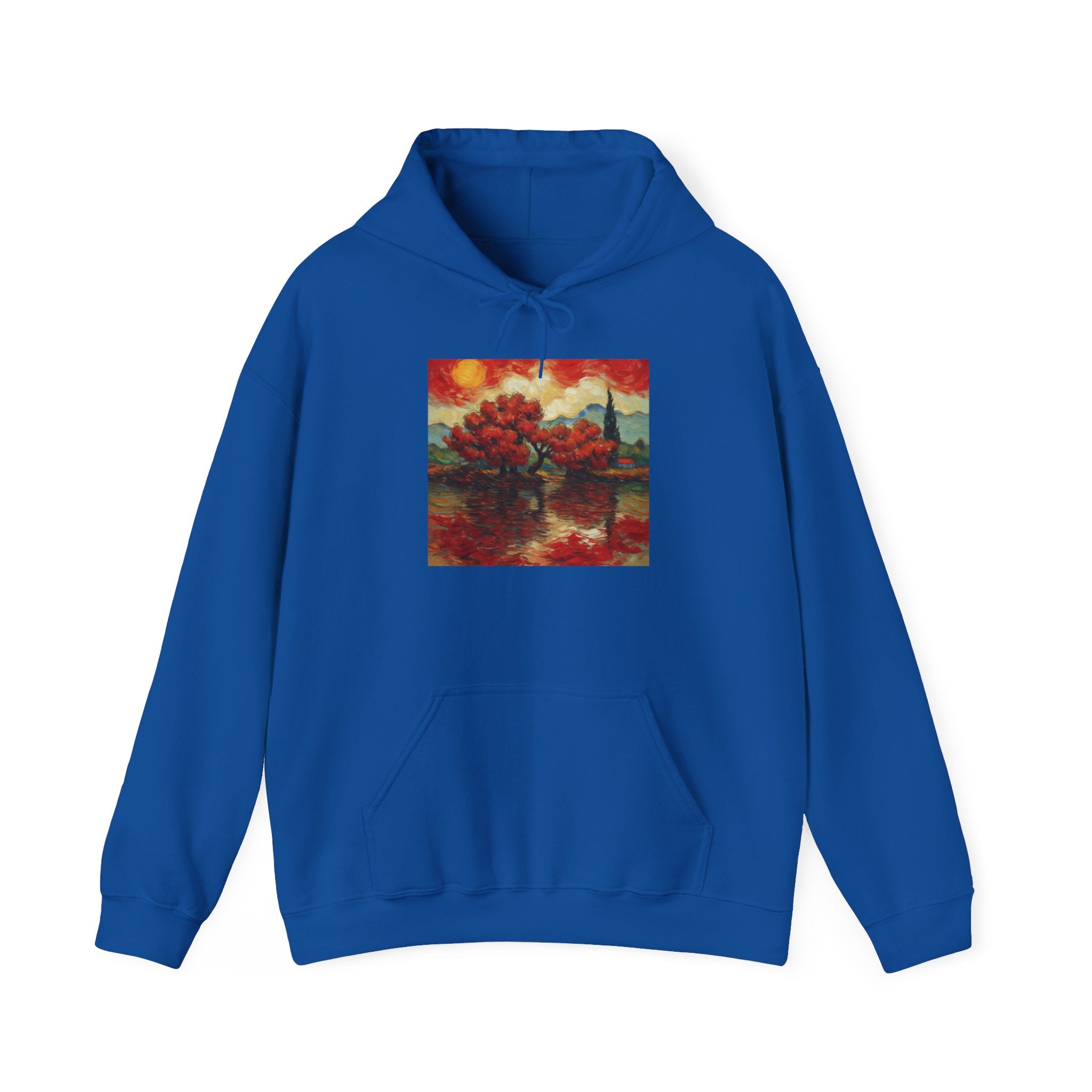 Artistic Landscape Hoodie - Cozy Heavy Blend Sweatshirt with Vibrant Nature Design