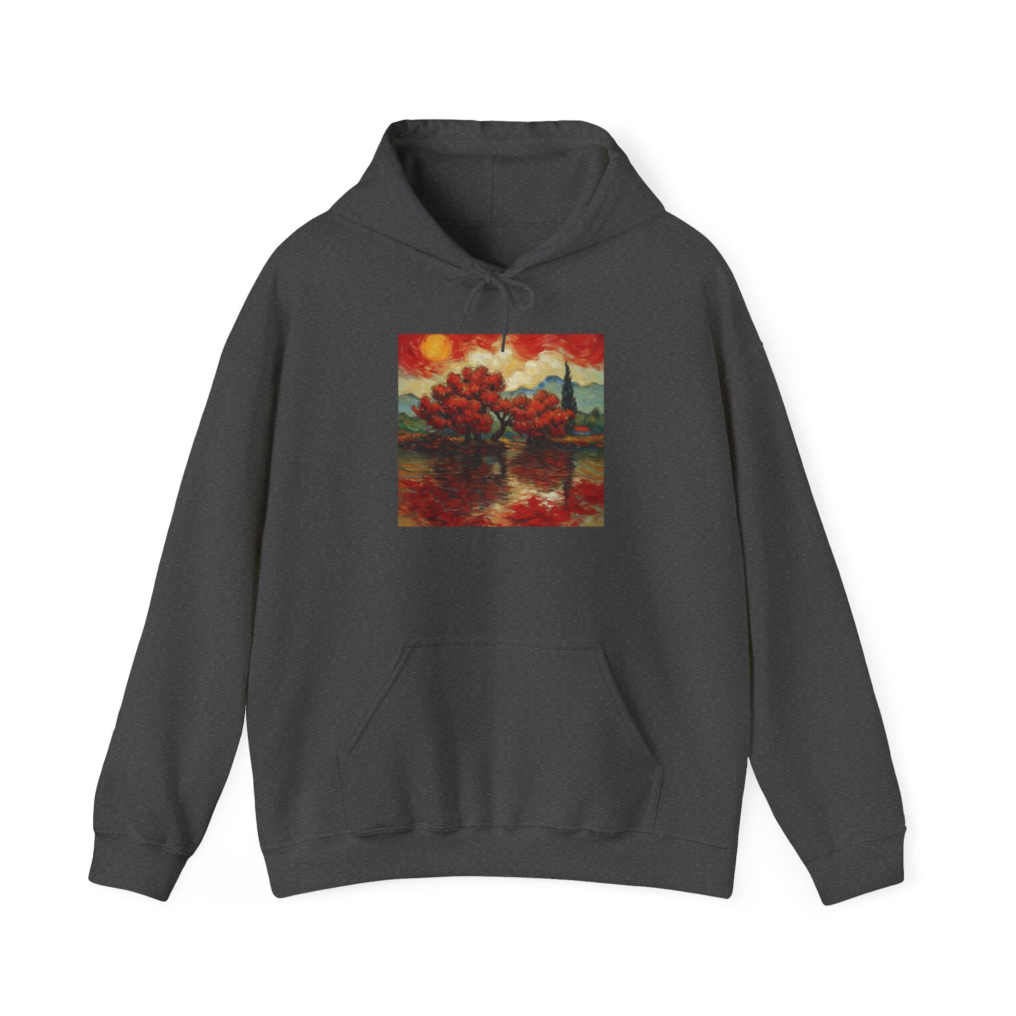 Artistic Landscape Hoodie - Cozy Heavy Blend Sweatshirt with Vibrant Nature Design