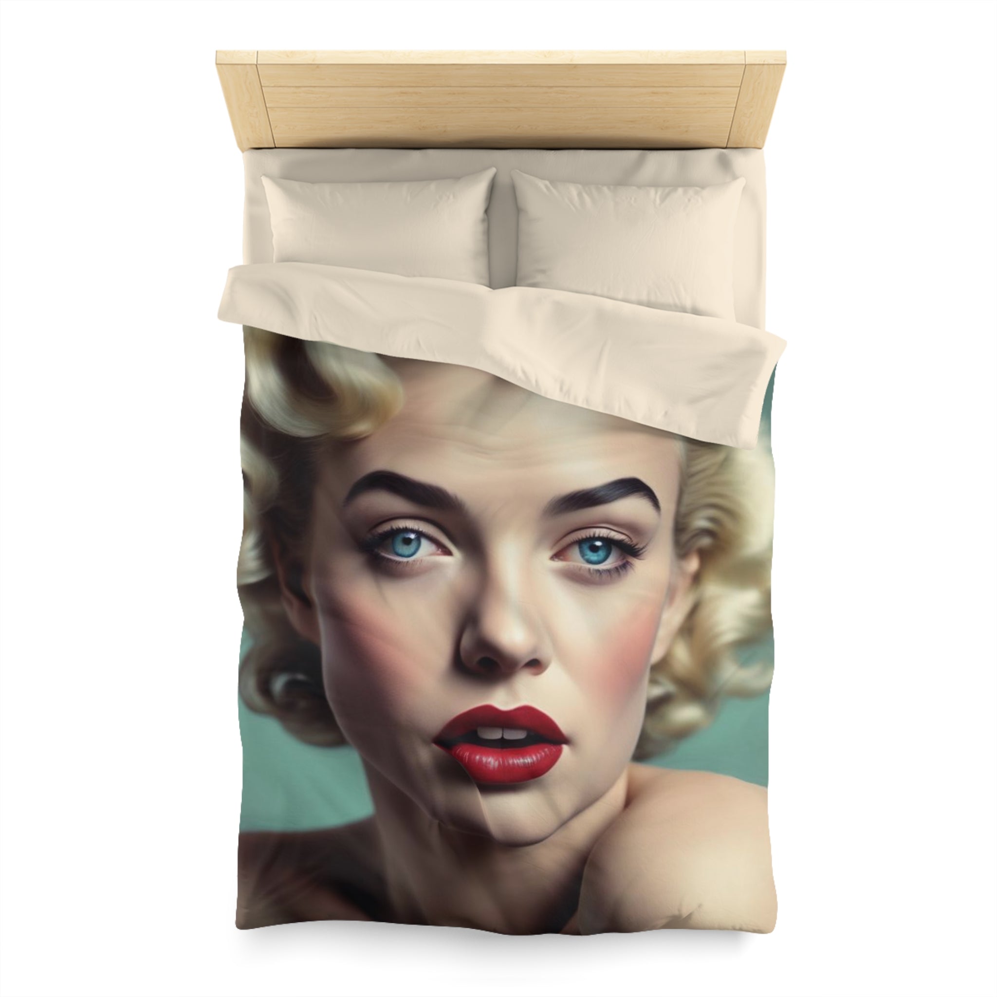 Vintage Glamour Microfiber Duvet Cover - Elegant Retro Chic Bedroom Decor