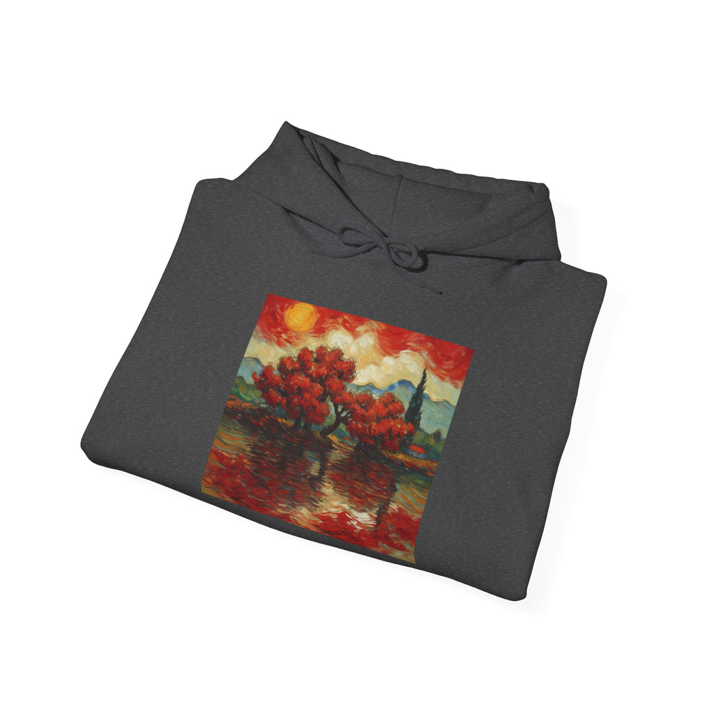 Artistic Landscape Hoodie - Cozy Heavy Blend Sweatshirt with Vibrant Nature Design