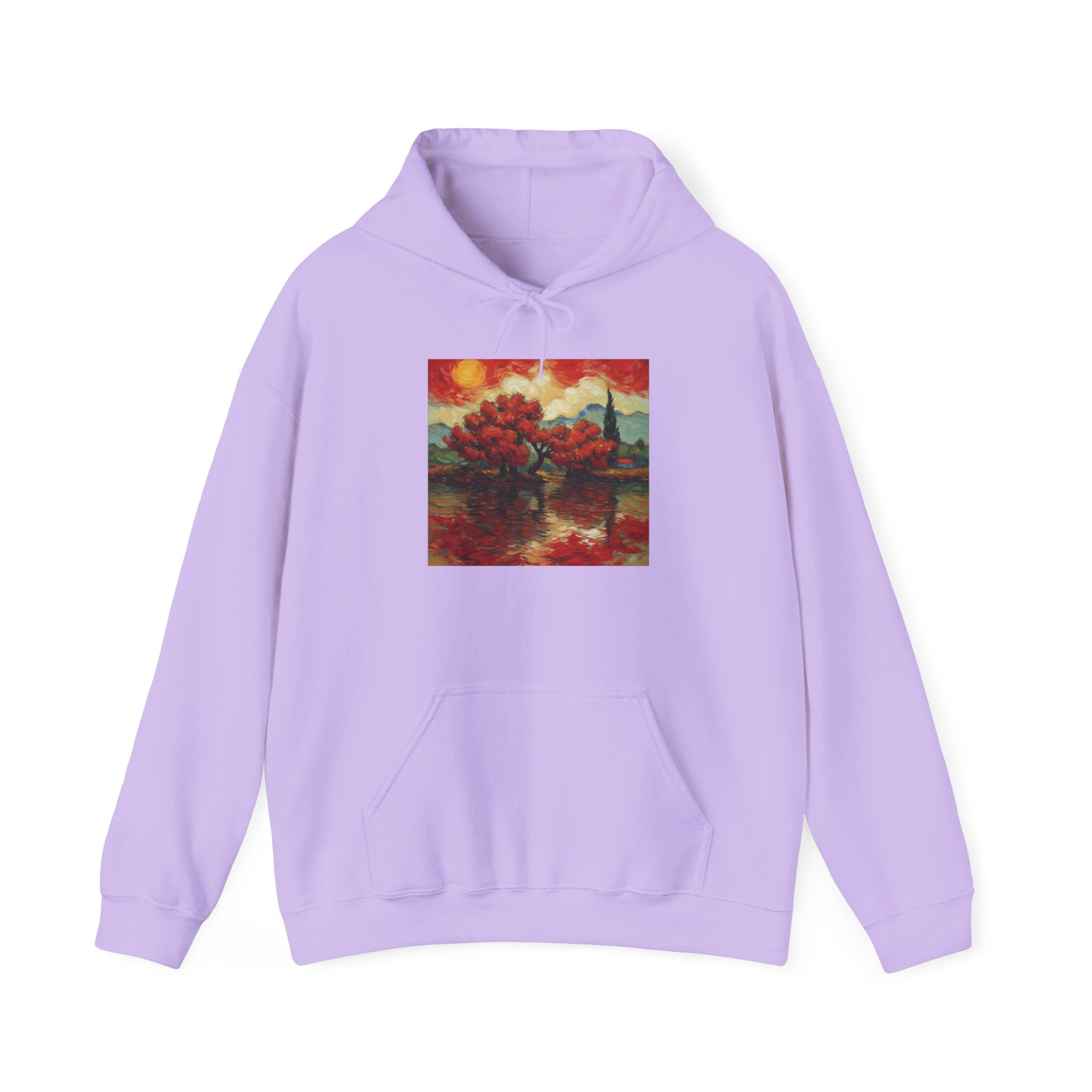 Artistic Landscape Hoodie - Cozy Heavy Blend Sweatshirt with Vibrant Nature Design