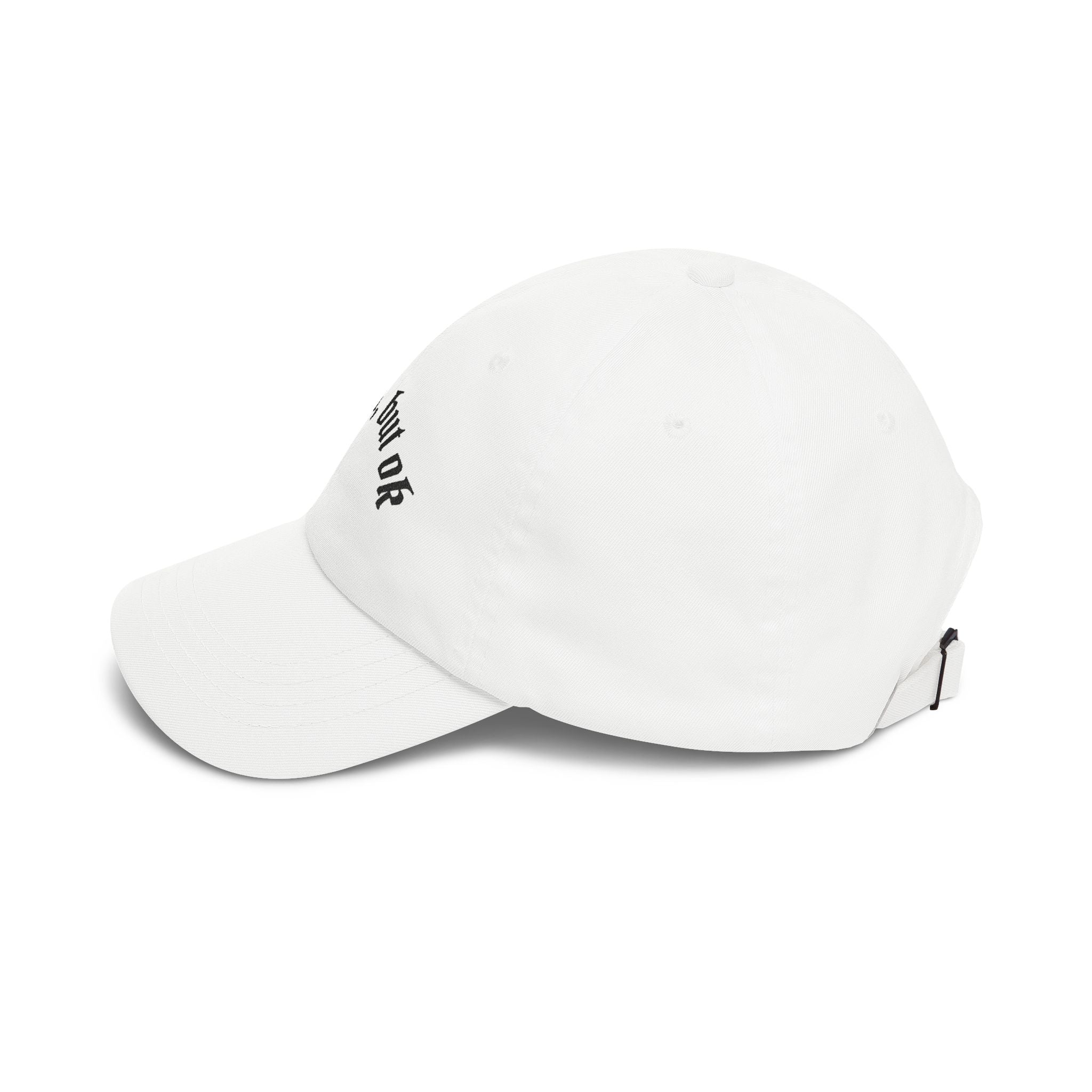 Dad Cap — "no idea, but ok" Embroidered White Baseball Hat