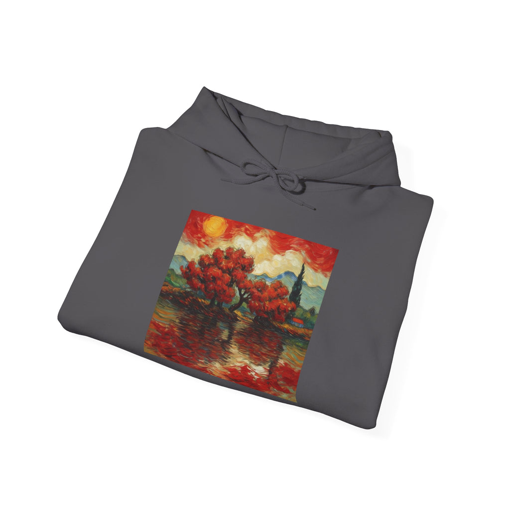 Artistic Landscape Hoodie - Cozy Heavy Blend Sweatshirt with Vibrant Nature Design