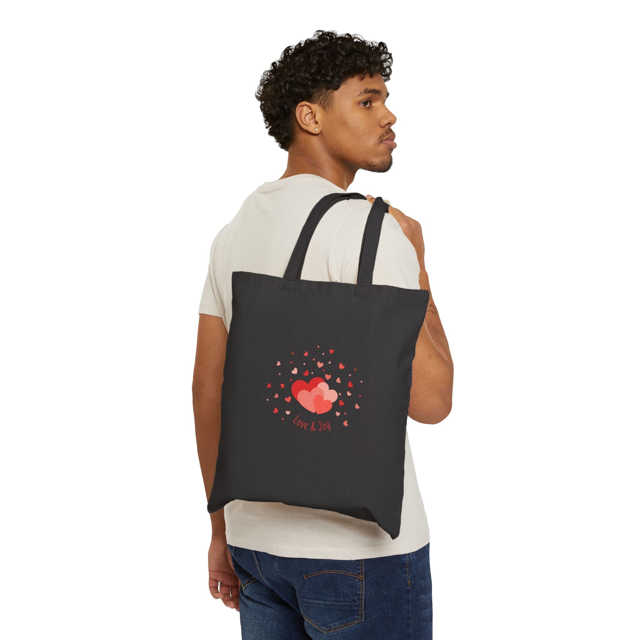 Tiny Heart Confetti Tote | Canvas Bag, micro heart pattern