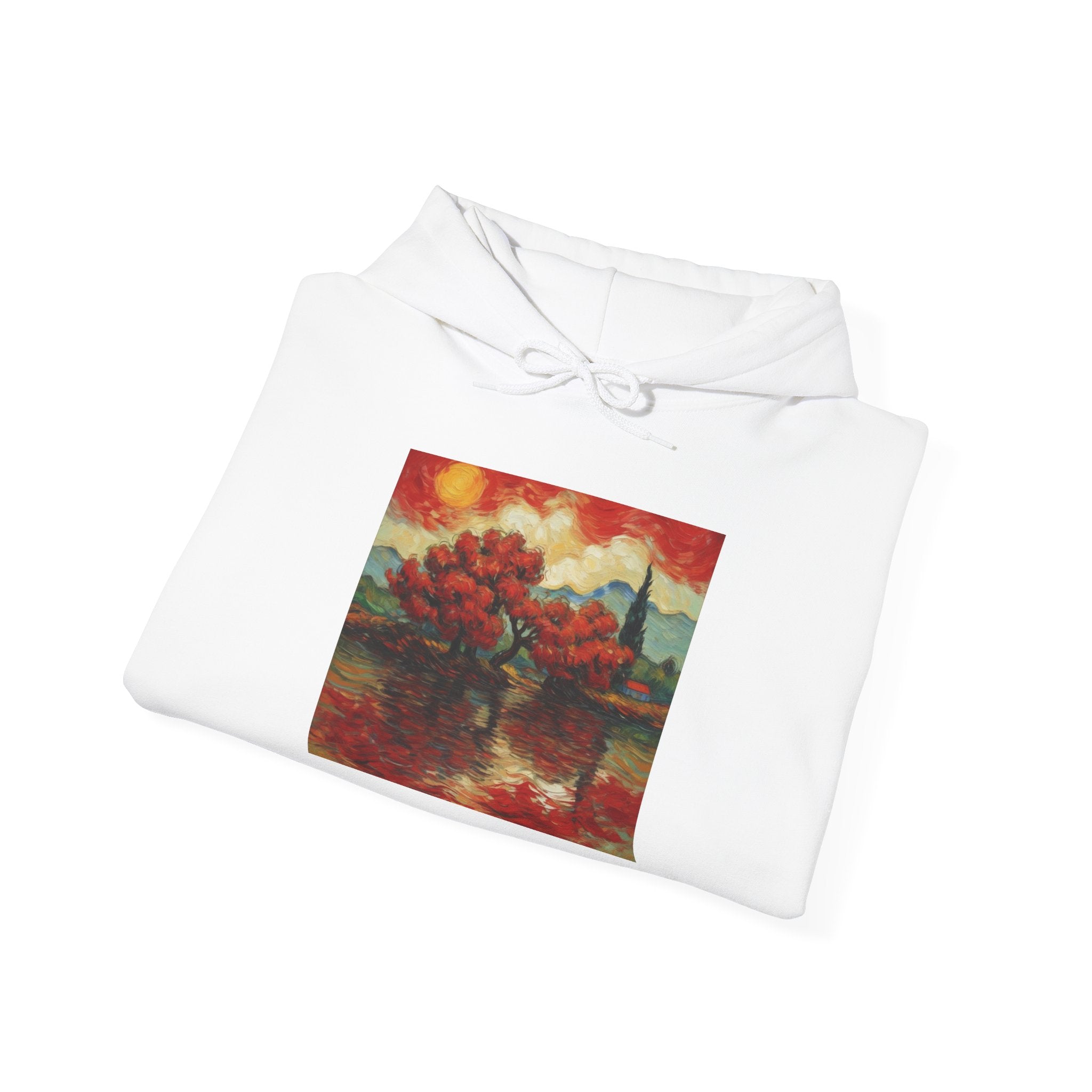 Artistic Landscape Hoodie - Cozy Heavy Blend Sweatshirt with Vibrant Nature Design