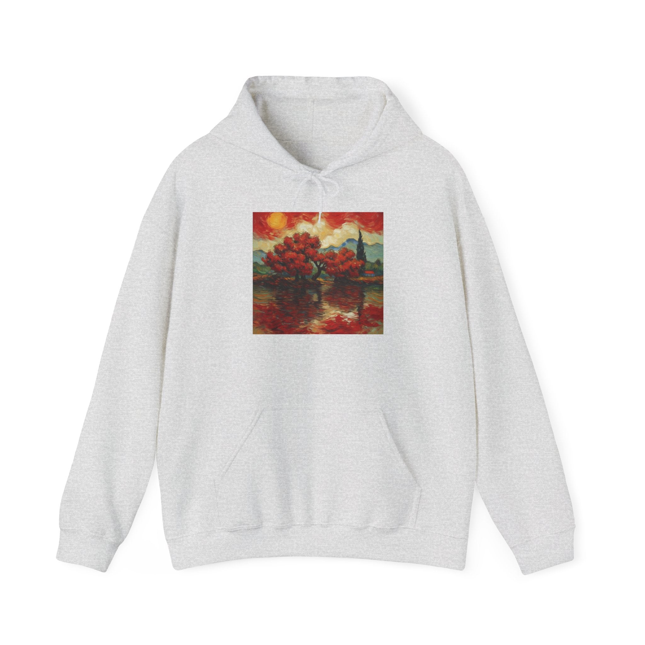 Artistic Landscape Hoodie - Cozy Heavy Blend Sweatshirt with Vibrant Nature Design