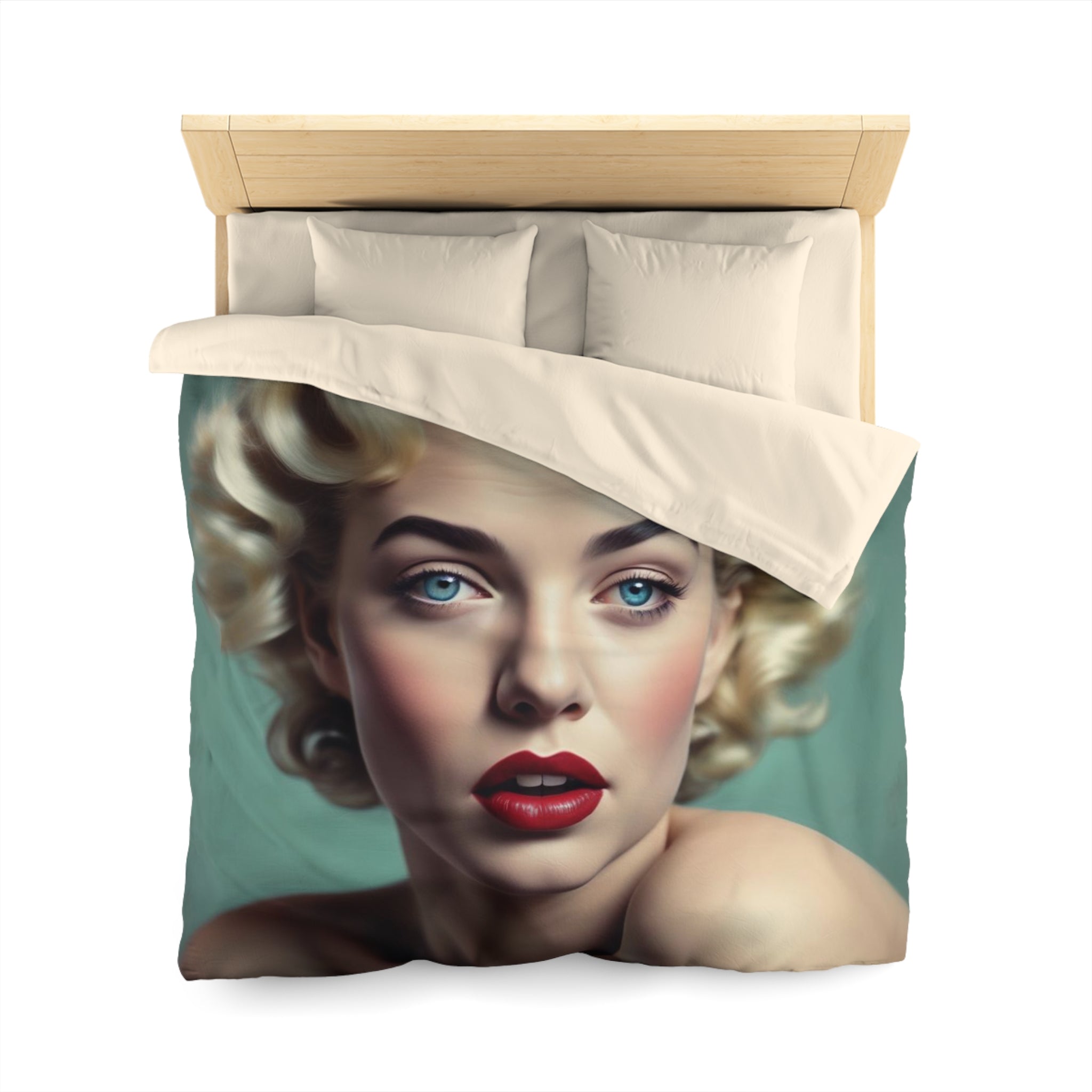 Vintage Glamour Microfiber Duvet Cover - Elegant Retro Chic Bedroom Decor